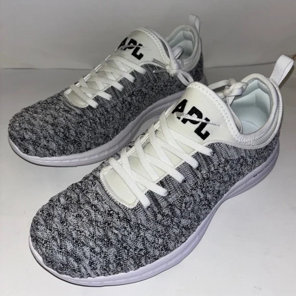 APL TechLoom Breeze Men 7.5 Gray White Knit Running Sneaker Lightweight Shoe NEW